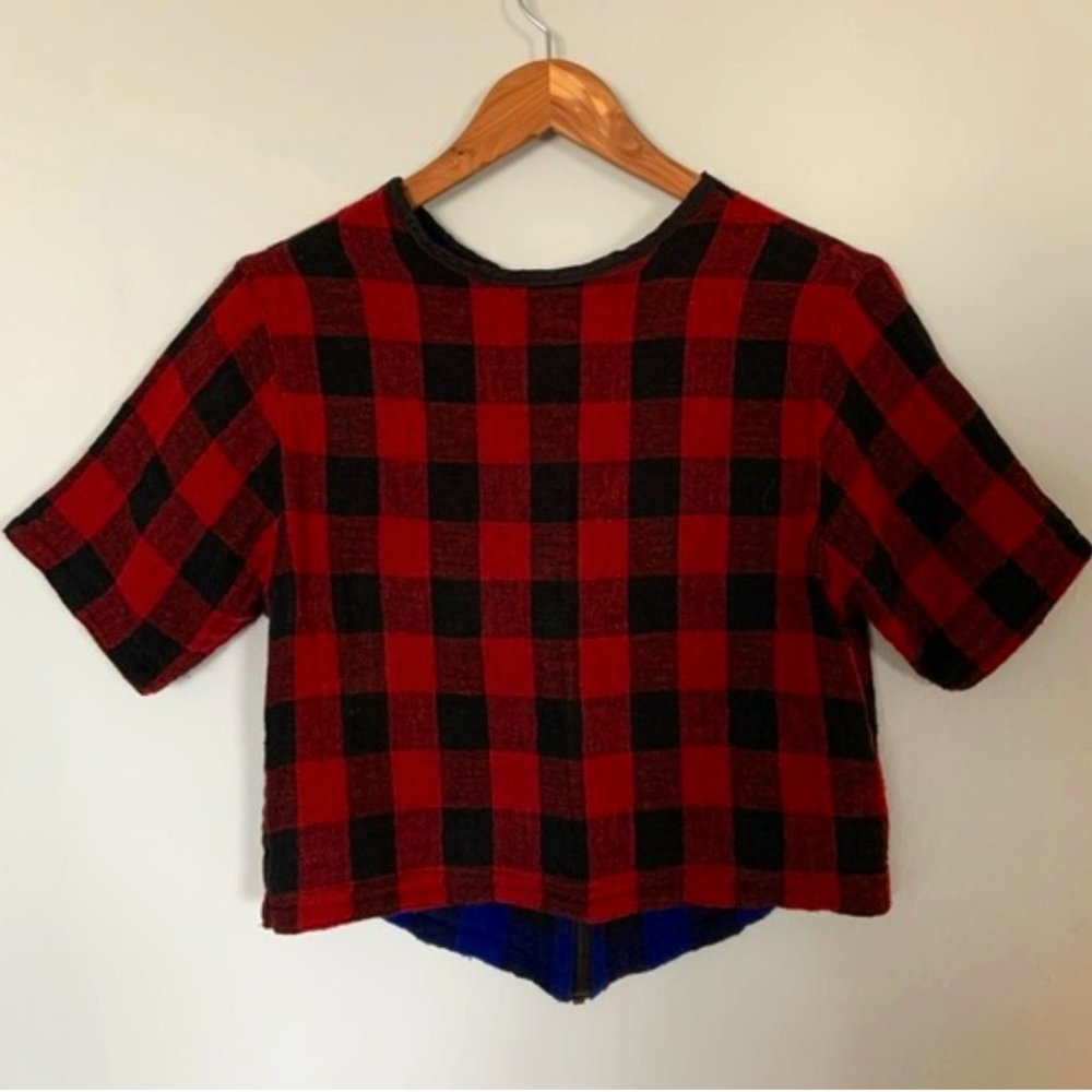 Rag & Bone Zipper Flannel Crop Top